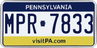 PA license plate MPR7833