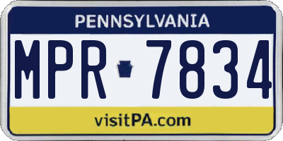 PA license plate MPR7834