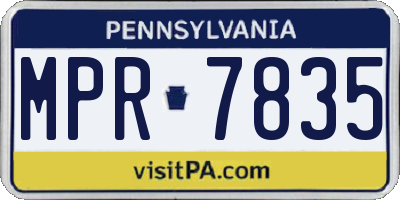 PA license plate MPR7835