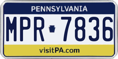 PA license plate MPR7836