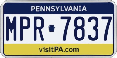 PA license plate MPR7837