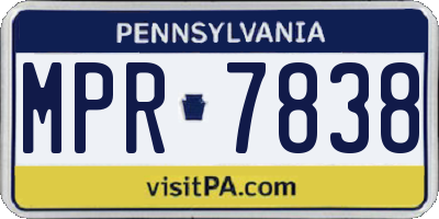PA license plate MPR7838