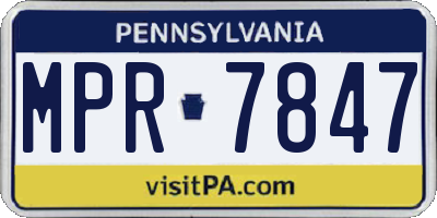PA license plate MPR7847