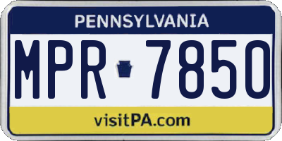 PA license plate MPR7850