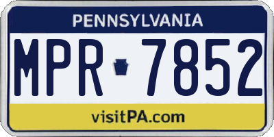 PA license plate MPR7852