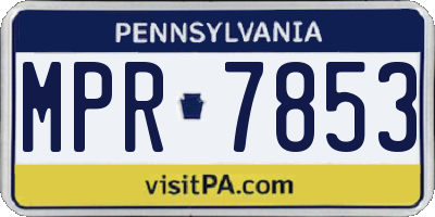 PA license plate MPR7853