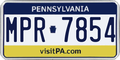 PA license plate MPR7854