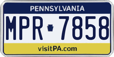 PA license plate MPR7858