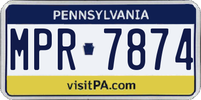 PA license plate MPR7874