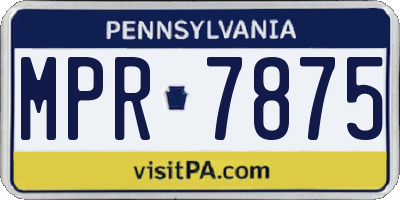 PA license plate MPR7875