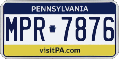 PA license plate MPR7876