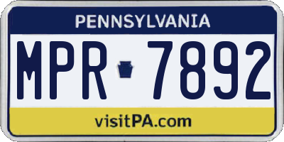 PA license plate MPR7892