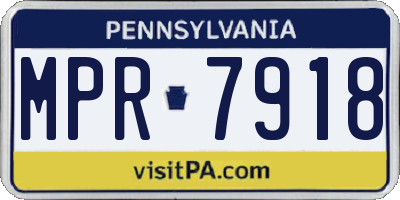 PA license plate MPR7918