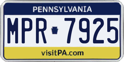 PA license plate MPR7925