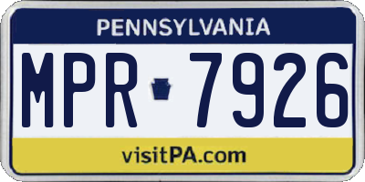 PA license plate MPR7926