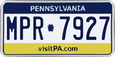 PA license plate MPR7927