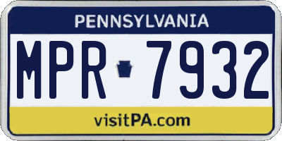 PA license plate MPR7932