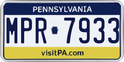PA license plate MPR7933