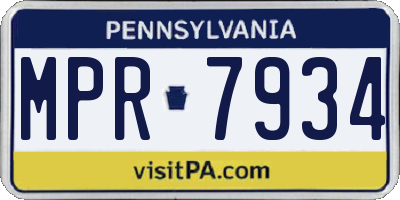 PA license plate MPR7934