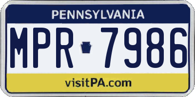 PA license plate MPR7986
