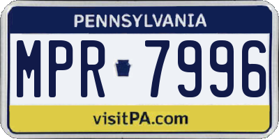 PA license plate MPR7996