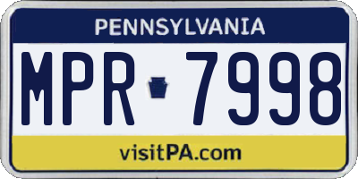 PA license plate MPR7998