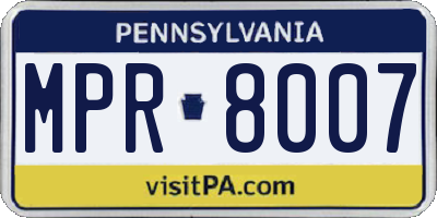 PA license plate MPR8007