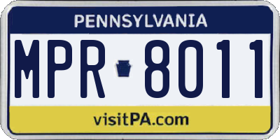 PA license plate MPR8011