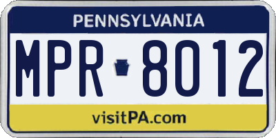 PA license plate MPR8012
