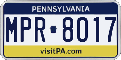 PA license plate MPR8017