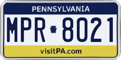 PA license plate MPR8021