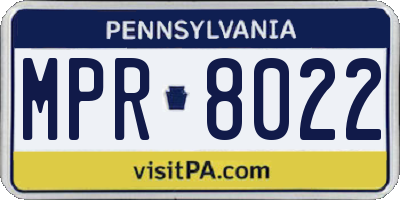 PA license plate MPR8022