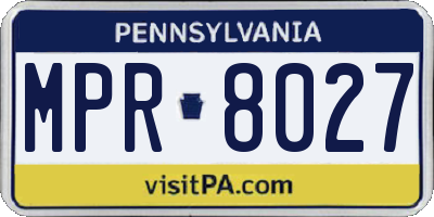 PA license plate MPR8027