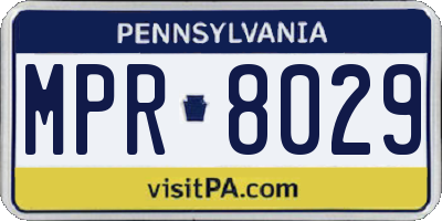 PA license plate MPR8029