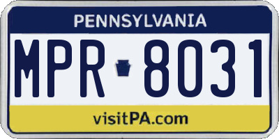 PA license plate MPR8031
