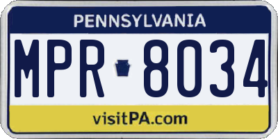 PA license plate MPR8034