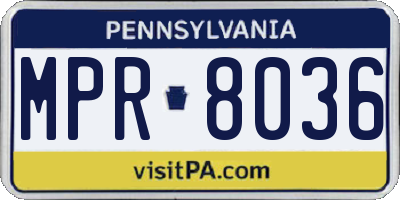 PA license plate MPR8036