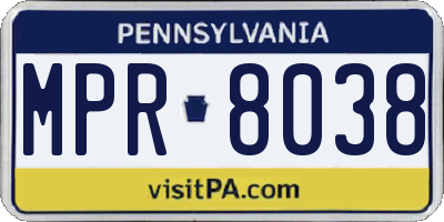 PA license plate MPR8038