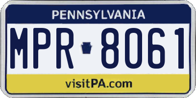 PA license plate MPR8061