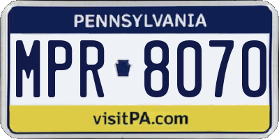 PA license plate MPR8070
