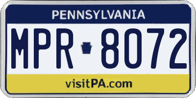 PA license plate MPR8072