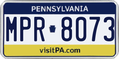 PA license plate MPR8073