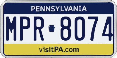 PA license plate MPR8074