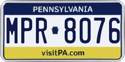 PA license plate MPR8076