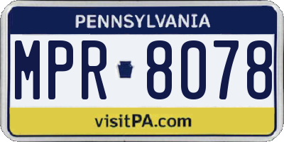 PA license plate MPR8078