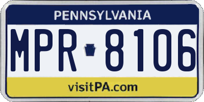 PA license plate MPR8106