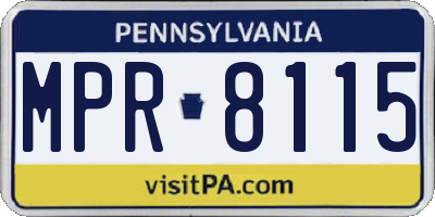 PA license plate MPR8115