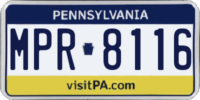 PA license plate MPR8116
