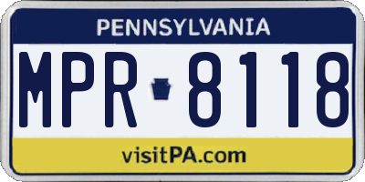 PA license plate MPR8118