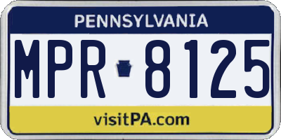 PA license plate MPR8125